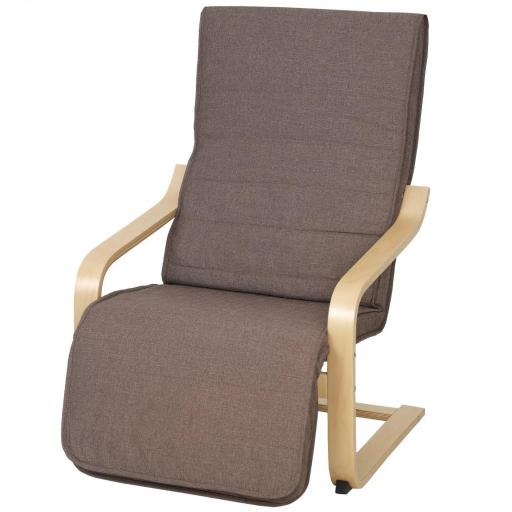 Sillón de Salón con Reposapiés Ajustable Butaca Tapizada en Lino Sintético para Oficina Dormitorio 66,5x94x100cm Marrón [8]