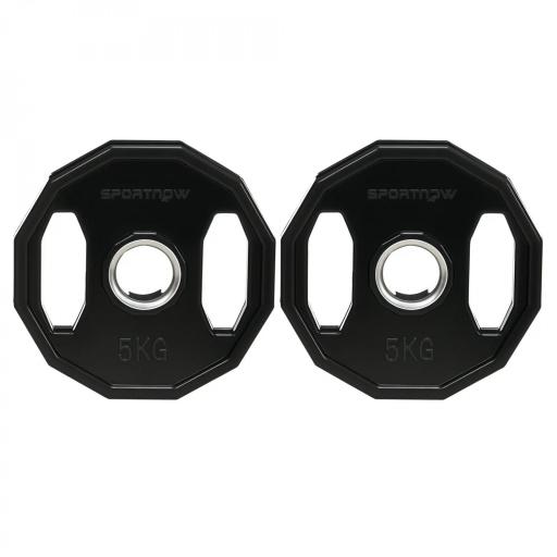 Conjunto de 2 Discos de Pesas de 5 kg con Orificio de 50 mm para Entrenamiento de Fuerza Ø24x3,5 cm Negro [9]
