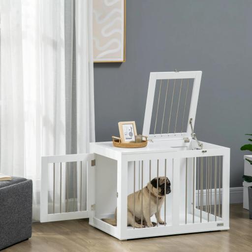 Jaula para Perros Medianos con 2 Puertas con Pestillo Estructura de Acero Inoxidable 80x50x56,5 cm Blanco [0]