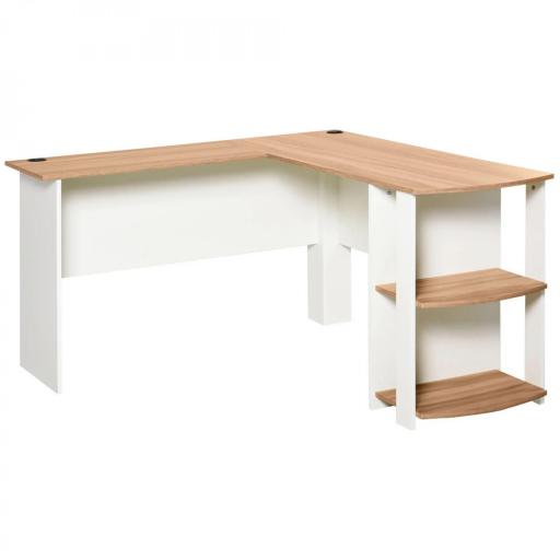 Mesa de Ordenador PC Escritorio con Estantes para Oficina Hogar Tipo Esquinera Forma L 136x130x72cm Madera [7]