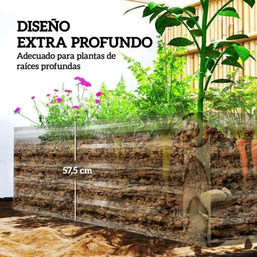 Jardinera Exterior Grande Rectangular de Acero Galvanizado para Terraza con Base Abierta 180x90x57,5 cm Natural [2]