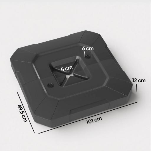 Juego de 2 Pesas para Sombrilla, Bases para Sombrilla Rellenables 80 kg con Agua 80 kg o Mezcla de Agua y Arena 105 kg [1]