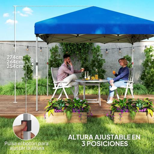 Carpa Plegable Pop-up 3x3 m con 2 Paredes Laterales Anti-UV Altura Ajustable Sacos de Arena y Bolsa de Transporte Azul [3]