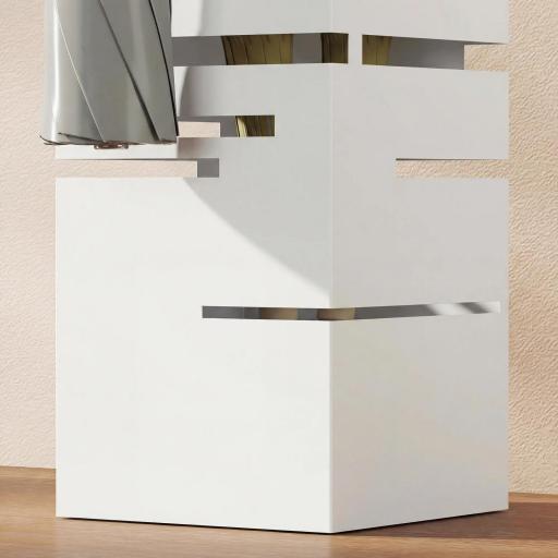 Paragüero Metálico con Bandeja de Goteo y 4 Ganchos, 15,5x15,5x49 cm, Blanco [5]