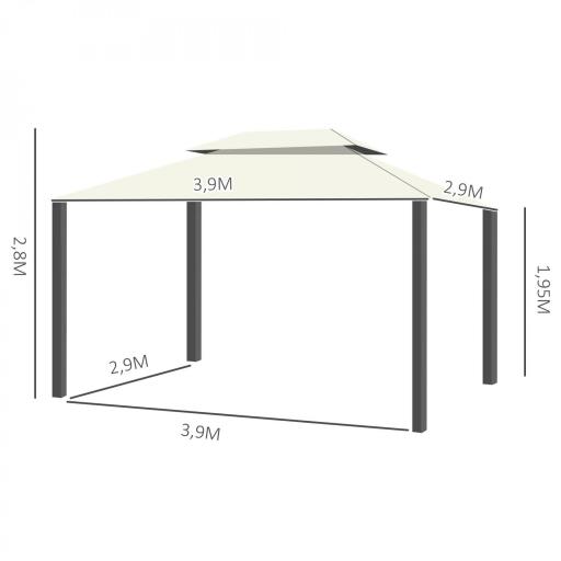 Cenador de Jardín 4x3m Pabellón de Jardín Gazebo con Doble Techo Estructura de Aluminio UPF50+ para Exterior Crema [1]