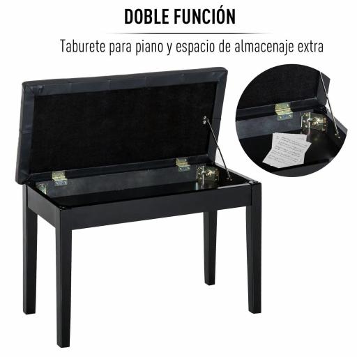 Taburete de Piano Banco de Teclado con Espacio de Almacenamiento Bajo del Asiento de Cuero Sintético 76x36x50 cm Negro [2]