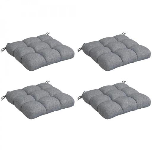 Conjunto de Cojines para Sillas de Comedor y Jardín Impermeable y Anti-UV con 2 Cordones de Fijación 48x48x10 cm Gris [9]