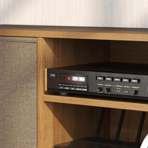 Mueble de TV para Televisores de hasta 50 Pulgadas con 2 Cajones de Tela y Estantes Abiertos Madera y Marrón [6]