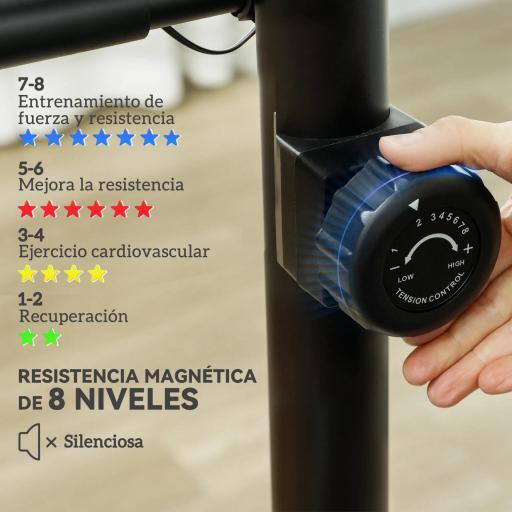 Bicicleta Estática con Resistencia Magnética Ajustable Sensor Pantalla LCD y Asiento Regulable 88x50,5x131,5 cm Negro [2]