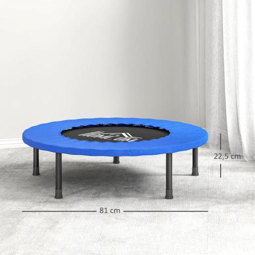 Cama Elástica Fitness Ø81 cm Trampolín de Acero con Borde Protector y 28 Resortes para Ejercicios en Interior y Exterior Carga 100 kg 81x81x22,5 cm Negro y Azul [1]