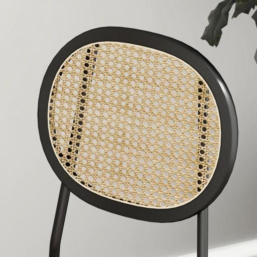 Pack de 2 Sillas de Comedor con Respaldo de Ratán Sintético y Marco de Acero para Salón 44x54x87 cm Rosa y Negro [7]