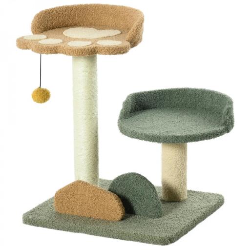 Árbol Rascador para Gatos Árbol Pequeño de 52 cm con Cama Poste de Sisal y Bola Colgante 43x39x52 cm Multicolor [8]