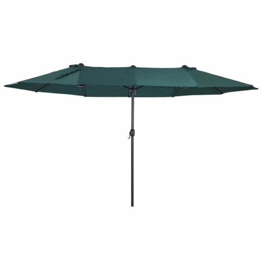 Sombrilla Doble para Jardín 455x265x238 cm Parasol Grande con Manivela Manual Protección Solar Verde Oscuro [9]