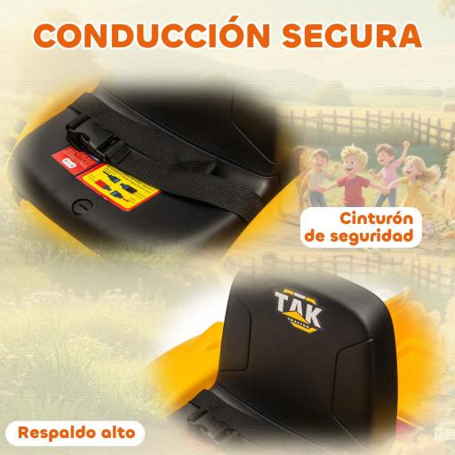 Tractor Eléctrico para Niños con Remolque Desmontable y Pala Batería 12V Motor Doble Control Remoto 2,4G Luces Música [6]