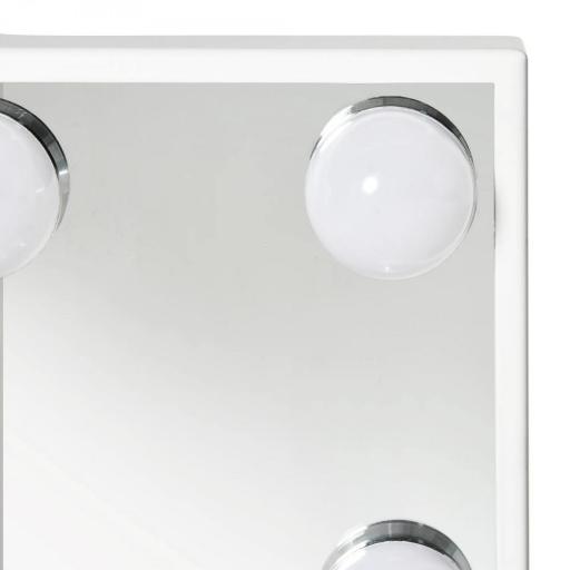 Espejo de Maquillaje con Luz Espejo Hollywood de Mesa con 12 LED 3 Modos y Luz Ajustable Pantalla Táctil y Función de Memoria para Dormitorio Baño 32,8x11x47,4 cm Blanco [5]