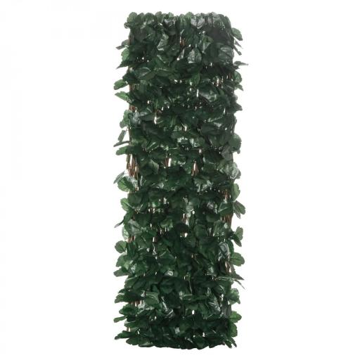 Valla de Enrejado Expandible de 2 Piezas con Hojas 295x70 cm Seto Artificial de Mimbre para Jardín Balcón Verde [7]