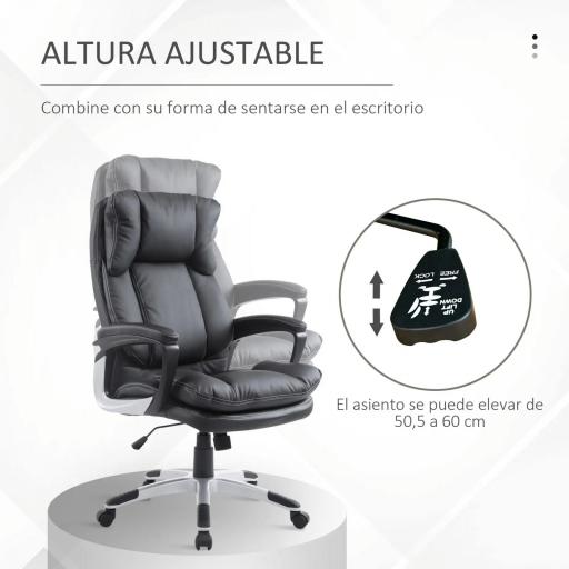 Silla Ejecutiva de Escritorio Silla de Despacho con Ruedas y Reposabrazos Altura Ajustable 66x71x110-120,5 cm Negro [9]