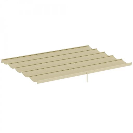 Techo de Repuesto Retráctil 3,5x2,6 m para Marco de 4x3 m Toldo de Tela Solo para Cenador Jardín con 10 Orificios Beige [9]