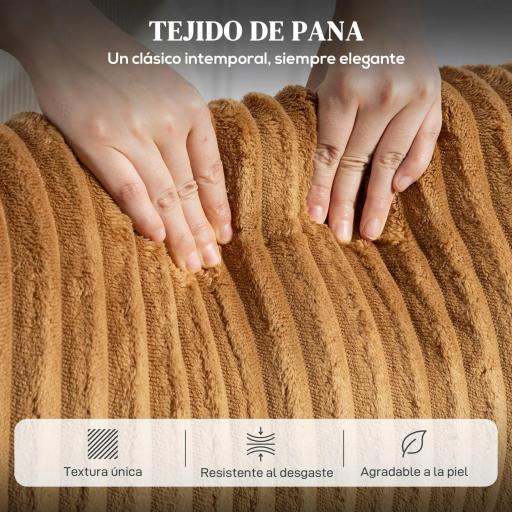 Sillón Relax Reclinable Manual Tapizado en Pana Instalación Rápida Reposapiés Acolchado Grueso Marrón [6]