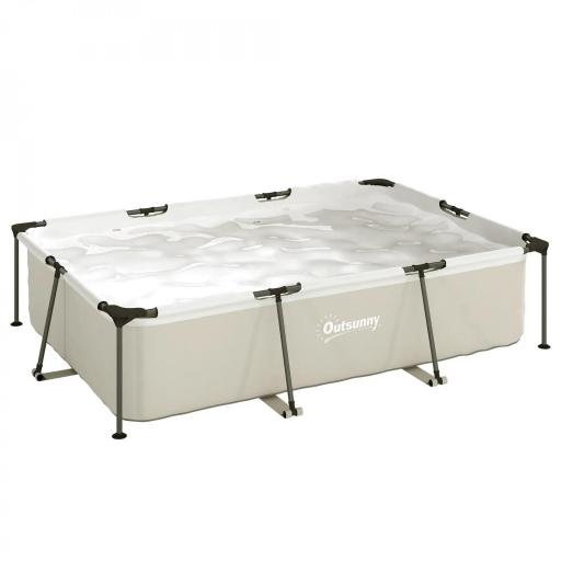 Piscina Desmontable Tubular 316x238x66,5 cm 3700 L con Marco Metálico Parche de Reparación sin Depuradora Gris [9]