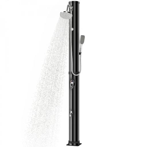 Ducha Solar Jardín 40L con Cabezal Ducha de Mano Grifo para Pies y Temperatura Ajustable Máx. 60 °C para Piscina Negro [8]