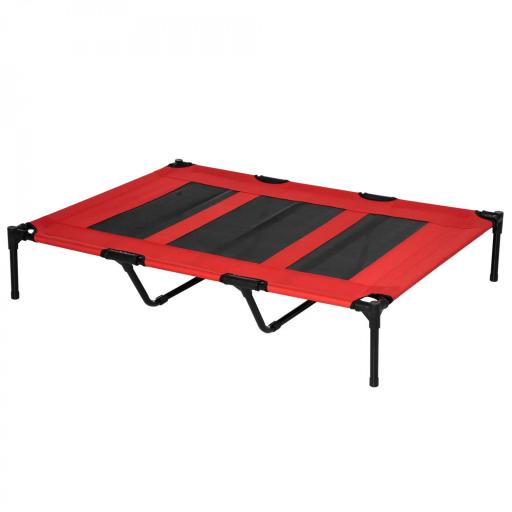 Cama Elevada para Perros Gatos Portátil Cama para Mascotas con Zona de Malla Transpirable y Tela Oxford para Interior Exterior 122x92x23 cm Rojo [8]