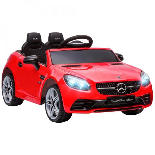 Coche Eléctrico para Niños de +3 Años Mercedes SLC 300 con Batería 12V Mando a Distancia Faros LED Bocina Música Rojo [8]