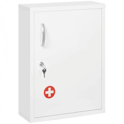 Botiquín para Medicinas de 3 Niveles Armario de Botiquín con Cerradura y 2 Llaves para Cocina Baño 40x15x53,5 cm Blanco [2]