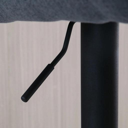 Taburete de Bar Regulable Tapizado de Tela con Reposapiés y Pata de Acero Carga 110 kg 54x54x92-112 cm Gris Oscuro [7]