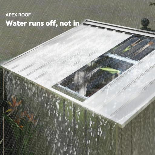 Caseta de Jardín 213x130x185 cm con Puertas Correderas y Claraboya para Almacenamiento de Herramientas Gris Plata [5]