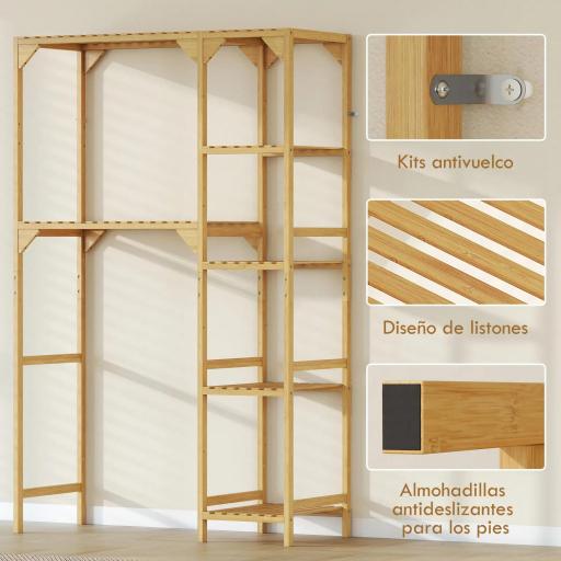 Estantería para Lavadora de Bambú Mueble para Lavadora o Inodoro con Estantes Reversibles y Ajustables Madera Natural [7]