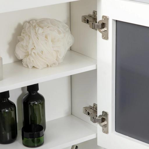 Armario de Pared con Espejo Armario Colgante con 2 Puertas de Vidrio y Estante de Almacenaje 80x20x65 cm Blanco [8]