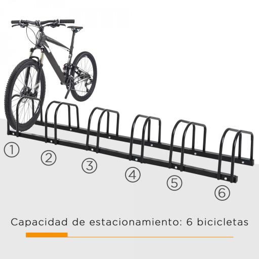 Aparcamiento para 6 Bicicletas Soporte de Acero para Aparcar Bicicletas en el Suelo o Pared 179x33x27 cm Negro [7]