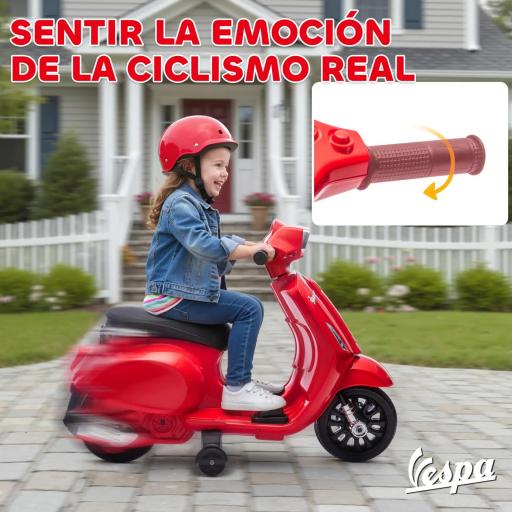 Moto Eléctrica para Niños de 2-6 Años con Batería 6V Faro Bocina y Ruedas Auxiliares Rojo [3]