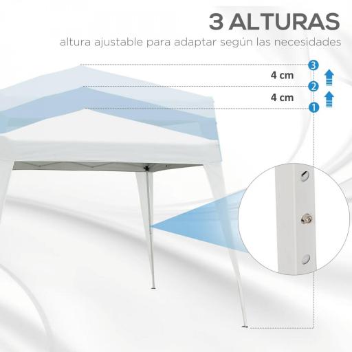 Carpa Plegable 3x3 m, Pop-up, Cenador Pabellón de Jardín, Altura Ajustable con Bolsa de Transporte, Anti-UV, Impermeable, Gazebo para Camping, Fiestas, Exterior, Blanco [2]
