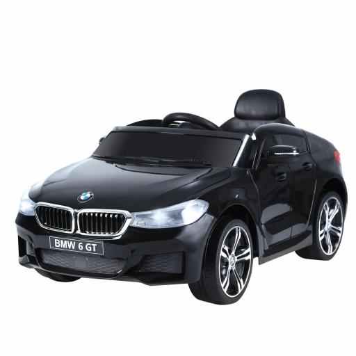 Coche Eléctrico BMW 6GT para Niños +3 Años Automóvil Infantil de Batería 6V con Control Remoto Luces y Sonidos MP3 USB Carga 30 kg 106x64x51 cm Negro [9]