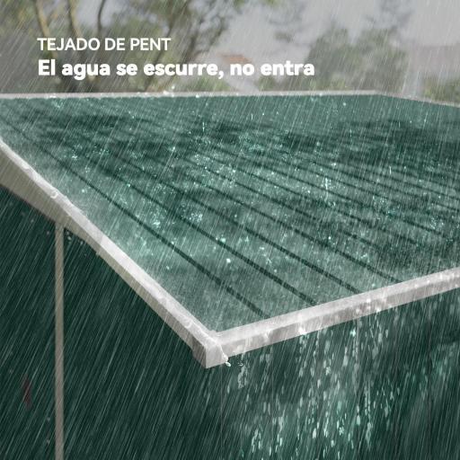 Cobertizo de Jardín Exterior 8,9 m² 280x345x201 cm con Puerta y 2 Ventanas para Almacenamiento de Herramientas Verde [4]