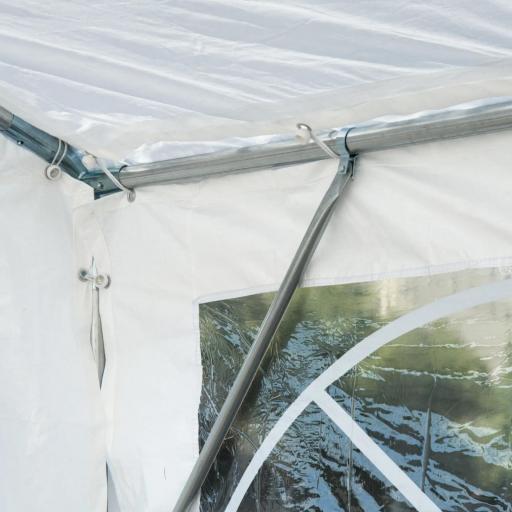 Carpa de Jardín 8x4 m Pérgola Cenador Pabellón Cochera Gazebo con 4 Paneles Laterales y 8 Ventanas para Fiestas Blanco [7]