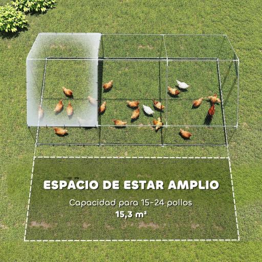 Gallinero para Exterior Grande de Acero Galvanizado 5,1x3x1,9 m 15,3 m² con Cubierta Tela Oxford y Cerradura Plata [1]