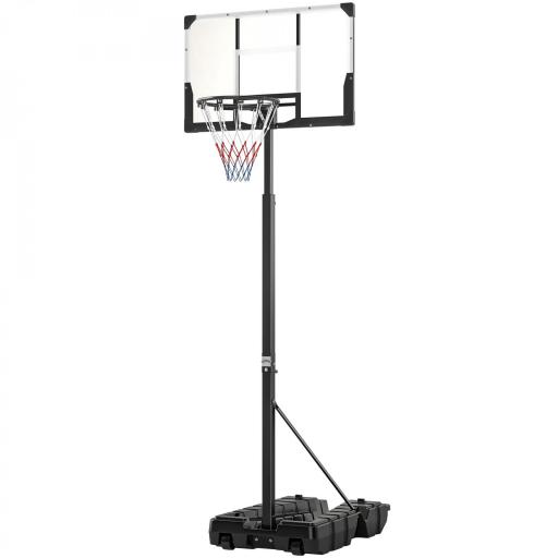 Canasta de Baloncesto para Exterior Ajustable de 230-305 cm con Tablero Irrompible Base Rellenable y Ruedas Negro [9]