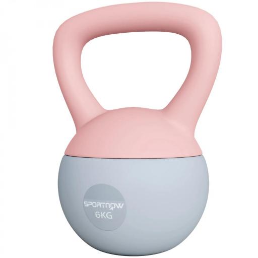 Pesa Rusa 6 kg Kettlebell Relleno de Arena Metálica y Mango Antideslizante para Entrenamiento en Casa 19x19x28 cm Rosa [8]