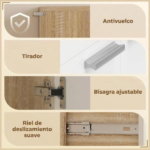 Alacena de Cocina Alta con 6 Puertas y Gran Cajón Estantes Encimera Amplia para Microondas 120x40x175 cm Blanco [4]