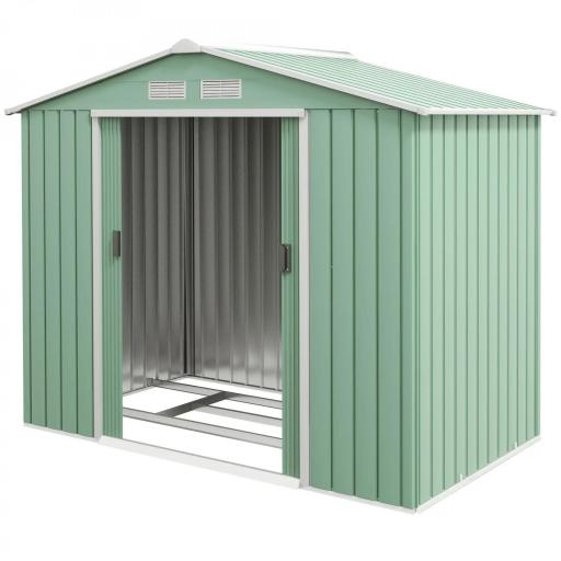 Caseta de Jardín 213x130x185 cm Cobertizo de Exterior Metálico para Almacenamiento de Herramientas Verde Claro [9]