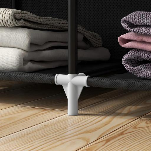 Armario de Tela Plegable Ropero Portátil con 8 Estantes y 2 Barras de Colgar para Dormitorio 125x43x162,5 cm Negro [2]