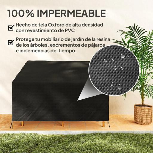 Funda para Banco de Jardín de 2 Plazas Tela Oxford 600D con Recubrimiento Impermeable para Patio Terraza 140x84x56/94 cm [7]