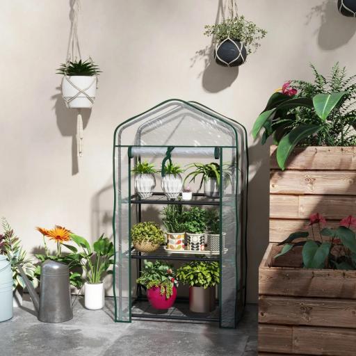 Invernadero de Jardín con 3 Estantes 1 Puerta con Cremallera para Cultivo de Plantas 59x39x127 cm Transparente [3]