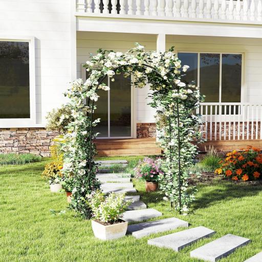 Arco de Jardín de Acero para Rosas y Plantas Trepadoras Arco de Boda para Plantas y Decoraciones 125x37x230 cm Negro [6]