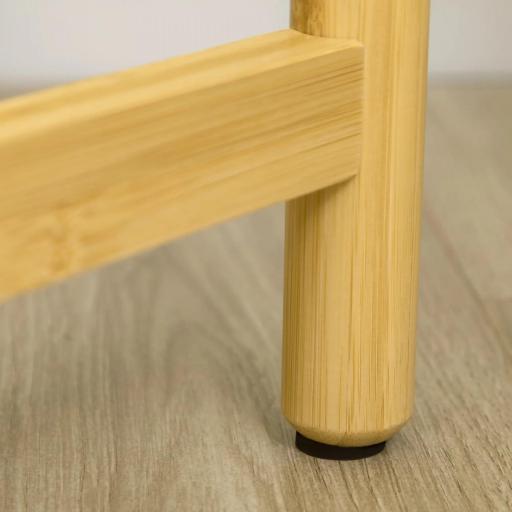 Soporte para Plantas con Patas de Bambú y 4 Estantes Metálicos Redondos Carga 20 kg Ø28x80 cm Natural y Blanco [7]