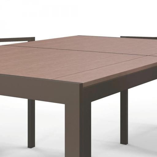 Conjunto de Mesa y 6 Sillas de Jardín con Sillas Apilables y Marco de Acero para Terraza Patio Caqui y Marrón [4]