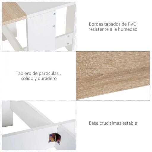 Mesa Plegable de Comedor Mesa Auxiliar de Cocina con Alas Abatibles Ahorra Espacio Diseño Moderno 103x76x73,5cm Madera [3]